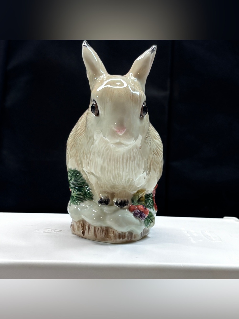Fitz and Floyd Snowy Woods bunny rabbit sugar bowl - Picture 3 of 13